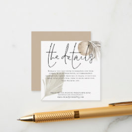 Cartão De Informações Detalhes do Casamento de Boho Pampas Grass