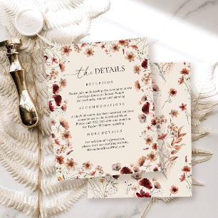 Cartão De Informações Detalhes do Casamento de Boho Wildflower