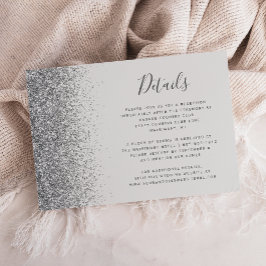 Cartão De Informações Detalhes do Casamento de Borda Glitter de Prata de