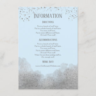 Cartão De Informações Detalhes do Casamento de Confetti Blue Silver