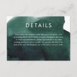 Cartão De Informações Detalhes do Casamento de Cor de Água Moderna Emera