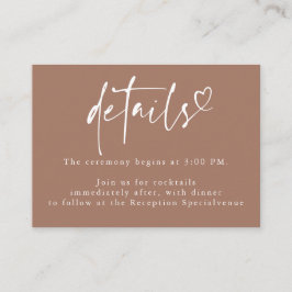 Cartão De Informações Detalhes do Casamento de Coração Minimalista Moder