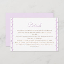 Cartão De Informações Detalhes do Casamento de Crest de Lavanda Simples