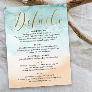 Cartão De Informações Detalhes do Casamento de Destino com Caligrafia Do