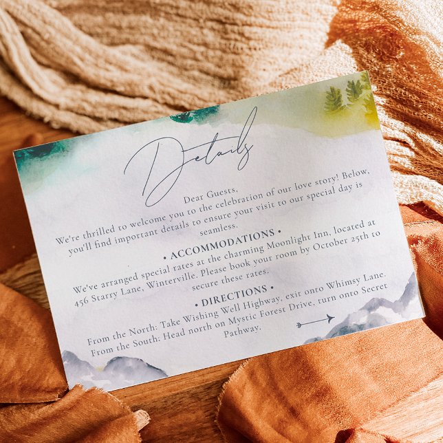 Cartão De Informações Detalhes do casamento de destino da montanha Boho  (Boho Colorado mountain destination wedding details Enclosure Card)