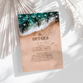 Cartão De Informações Detalhes do Casamento de Destino de Praia Tropical