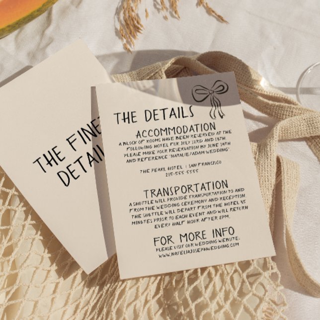 Cartão De Informações Detalhes do casamento de diversão manuscrita com r (Criador carregado)