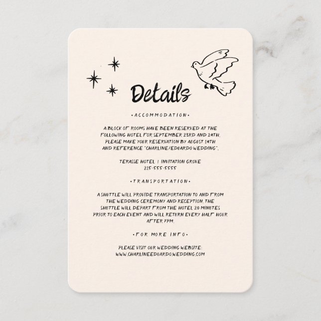 Cartão De Informações Detalhes do Casamento de Doodle Funky desenhado à  (Frente)