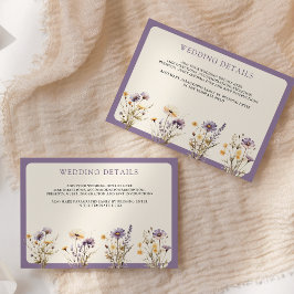 Cartão De Informações Detalhes do Casamento de Dusty Purple Boho Wildflo