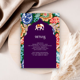 Cartão De Informações Detalhes do Casamento de Elefante de Arte Popular