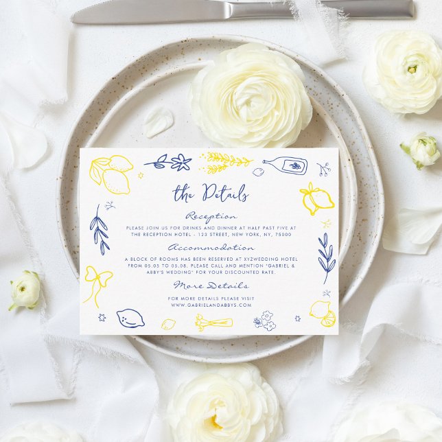 Cartão De Informações Detalhes do Casamento de Escrita Manual em Italian (Criador carregado)