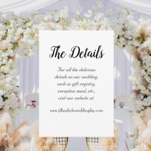 Cartão De Informações Detalhes do Casamento de Estilo Simples Branco