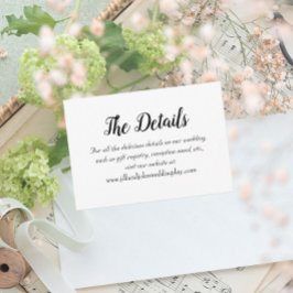 Cartão De Informações Detalhes do Casamento de Estilo Simples Branco