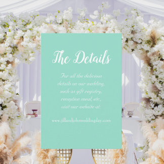 Cartão De Informações Detalhes do Casamento de Estilo Simples em Tom de