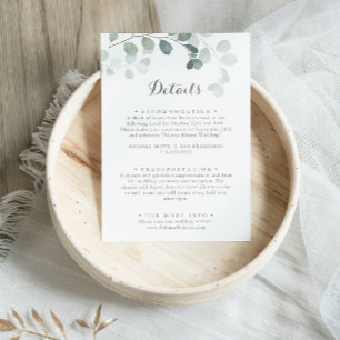 Cartão De Informações Detalhes do Casamento de Eucalyptus com Verdade Mi