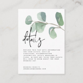Cartão De Informações Detalhes do Casamento de Eucalyptus Verde em Mini 