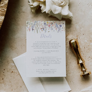 Cartão De Informações Detalhes do Casamento de Flor Selvagem de Verão Mu