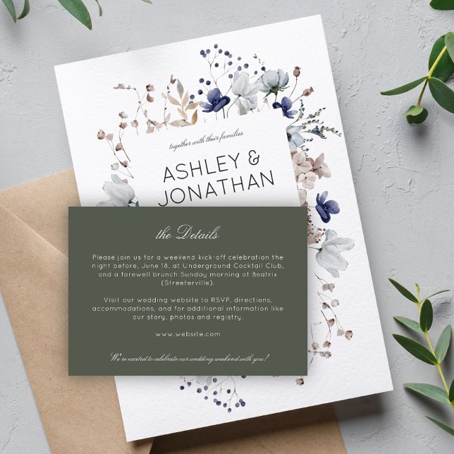 Cartão De Informações Detalhes do Casamento de Flor Selvagem Russo Moder (Criador carregado)