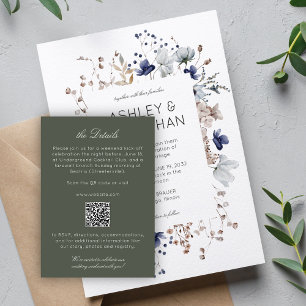 Cartão De Informações Detalhes do Casamento de Flor Selvagem Russo Moder