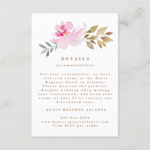 Cartão De Informações Detalhes do Casamento de Florais Secos por Aquarel