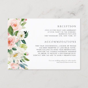 Cartão De Informações Detalhes do Casamento de Flores de Jardim em Aquar
