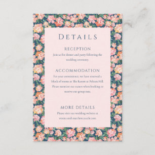 Cartão De Informações Detalhes do Casamento de Flores de Pequenas Cores 
