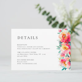 Cartão De Informações Detalhes do Casamento de Flores Selvagens de Aquar