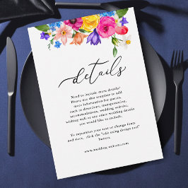 Cartão De Informações Detalhes do casamento de flores silvestres colorid