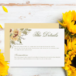 Cartão De Informações Detalhes do Casamento de Flores Solares Moles