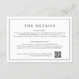 Cartão De Informações Detalhes do Casamento de Folha Negra e Branca Mini