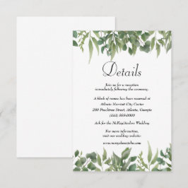 Cartão De Informações Detalhes do Casamento de Folhagem Verde Folhada
