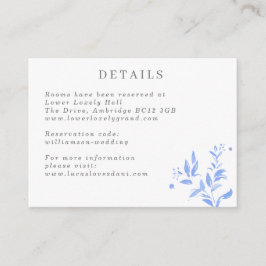 Cartão De Informações Detalhes do Casamento de Folhas Azuis-Claro