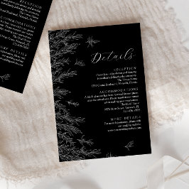 Cartão De Informações Detalhes do Casamento de Folhas Mínimas de Branco 