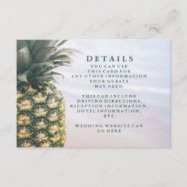 Cartão De Informações Detalhes do Casamento de Folhas Tropicais Pineappl