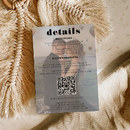 Cartão De Informações Detalhes do casamento de fonte branca Código Qr 2 