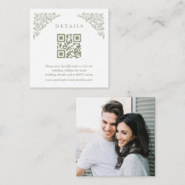 Cartão De Informações Detalhes do Casamento de Foto Verde do Eterno Simp