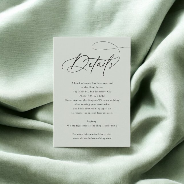 Cartão De Informações Detalhes do Casamento de Fotografias Chic Calliogr (Criador carregado)