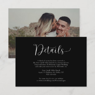 Cartão De Informações Detalhes do Casamento de Fotos Minimalista da Tend