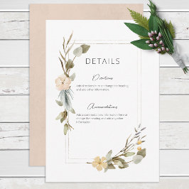 Cartão De Informações Detalhes do Casamento de Frame Floral de Boho Seco