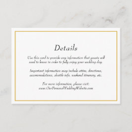 Cartão De Informações Detalhes do Casamento de Fronteira Dourada Elegant