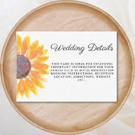 Cartão De Informações Detalhes do Casamento de Girassol com Cana d'Água