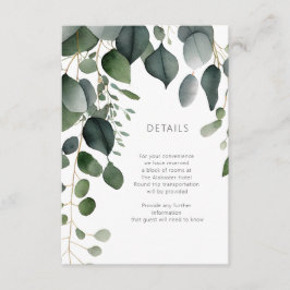 Cartão De Informações Detalhes do Casamento de Greenery e Eucalyptus