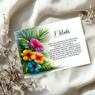 Cartão De Informações Detalhes do Casamento de Hibisco Tropical