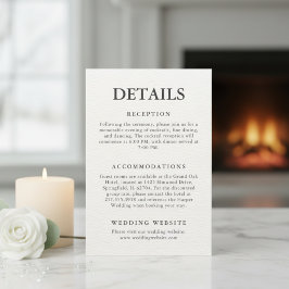 Cartão De Informações Detalhes do Casamento de Inverno Minimalista Edito