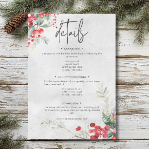Cartão De Informações Detalhes do Casamento de Inverno Rústico com Azevi