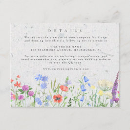Cartão De Informações Detalhes do Casamento de Jardim Boho com Flores Si