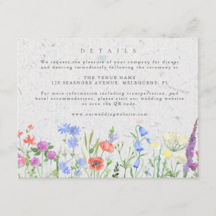 Cartão De Informações Detalhes do Casamento de Jardim Boho com Flores Si