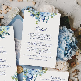 Cartão De Informações Detalhes do Casamento de Juliette Dusty Blue Flowe