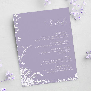 Cartão De Informações Detalhes do Casamento de Lavanda no Jardim Arquead