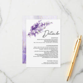 Cartão De Informações Detalhes do Casamento de Lavanda Roxo de Cor da Ág